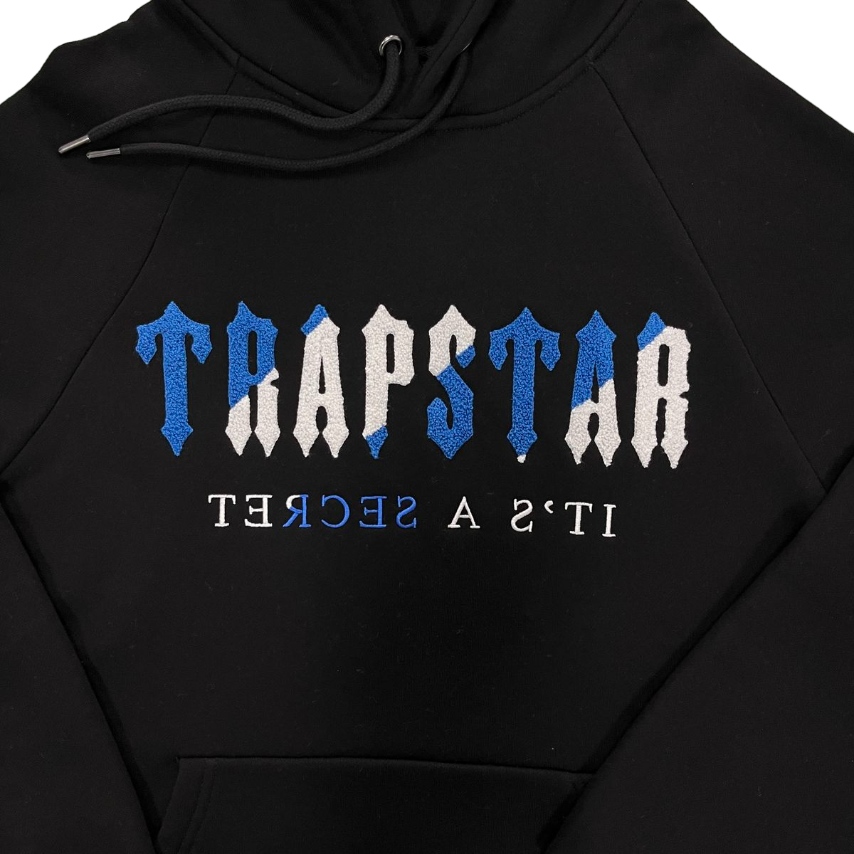 Trapstar Chenille Decoded Hoodie Short Set - (BLACK/DAZZLING BLUE)
