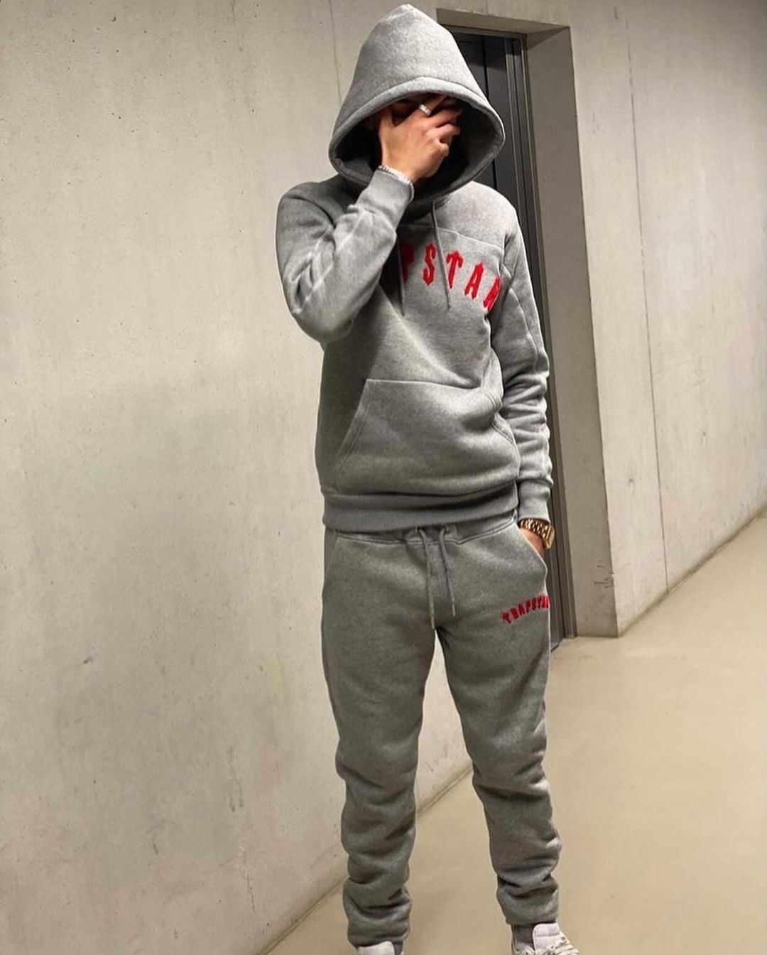 Trapstar Tracksuit Grey/ Red-