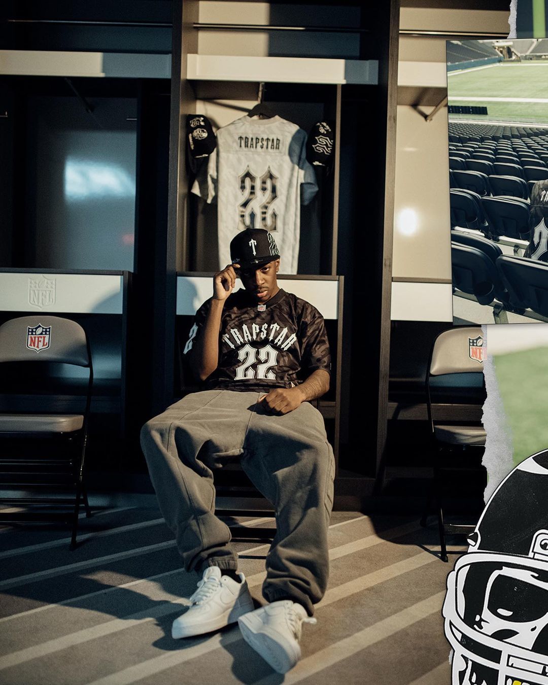 Trapstar x NFL Football Jersey - (BLACK)