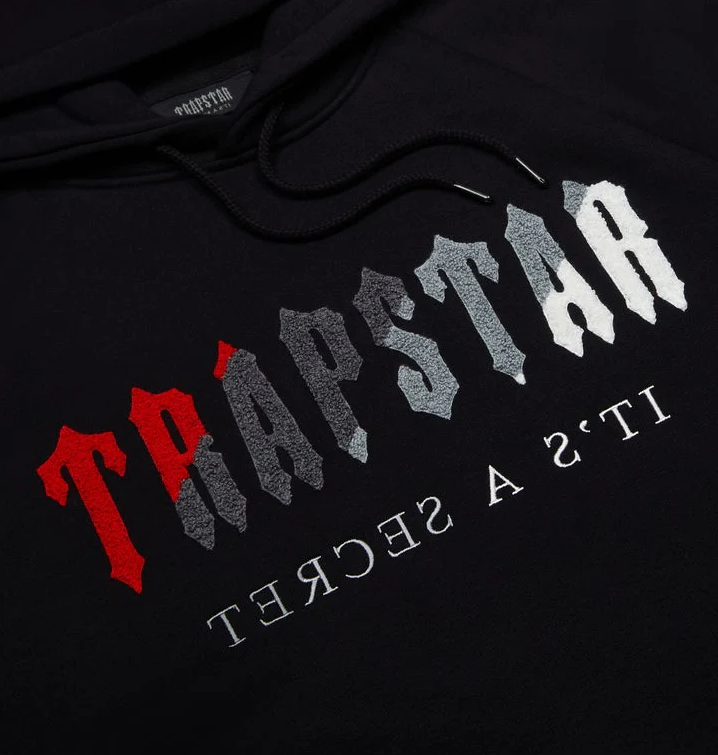 Trapstar Chenille Decoded Hoodie Tracksuit - (BLACK/RED)