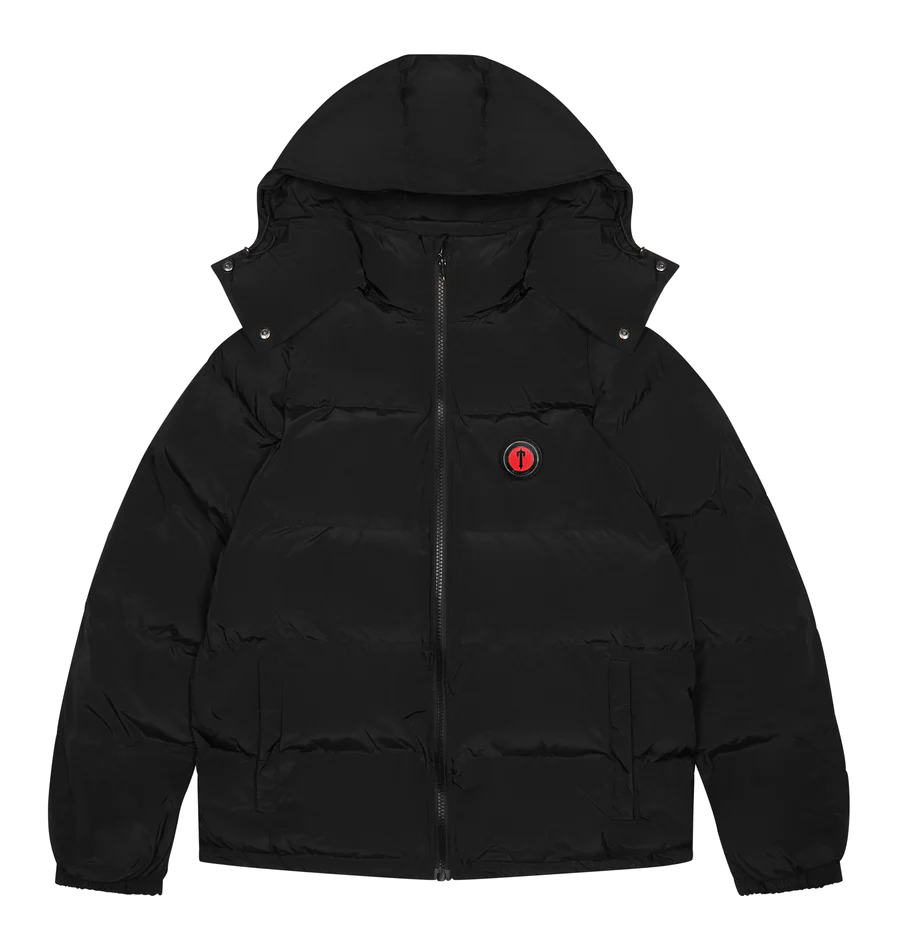 Trapstar Irongate Detachable Hooded Puffer Jacket - (BLACK/INFRARED)